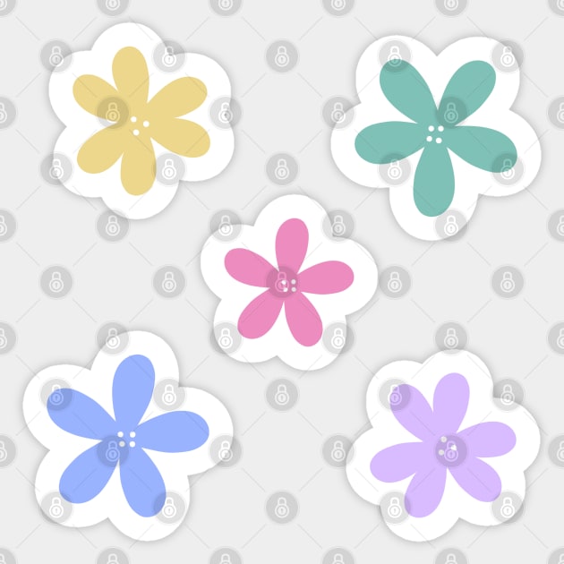 Abstract Flowers - Bright Danish Pastel Rainbow Sticker by JuneNostalgia